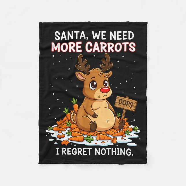 Funny Reindeer Carrot Hoarder Christmas Design  Fleecedecke (Vorderseite)