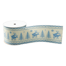 Funny Reindeer Christmas Tree Snow Blue Pattern