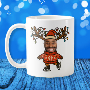 Funny Reindeer Custom Face Foto Weihnachten Kaffeetasse