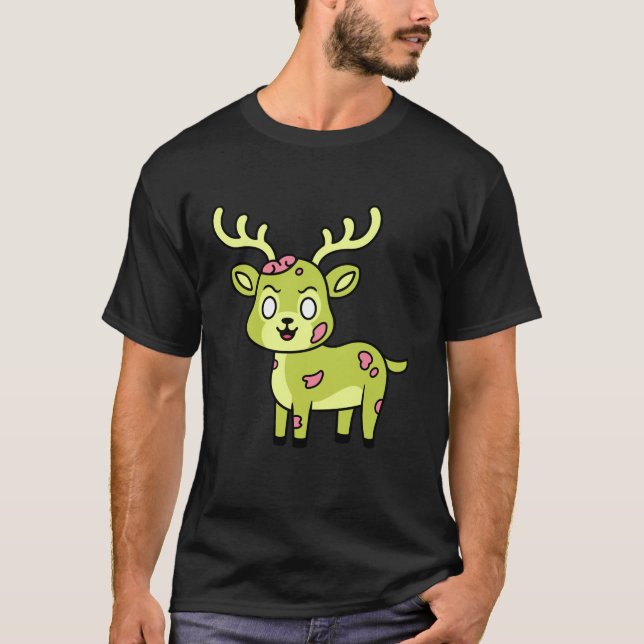 Funny Reindeer Deer Zombie Halloween Cute Animal G T-Shirt (Vorderseite)
