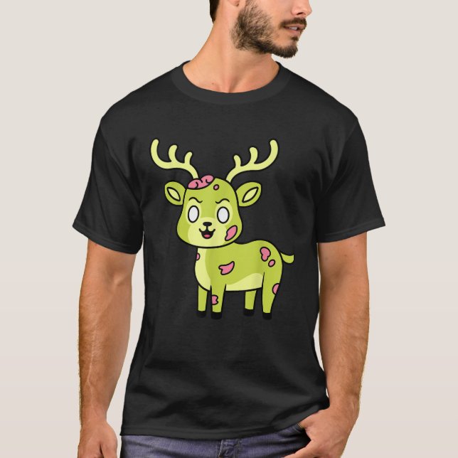 Funny Reindeer Deer Zombie Halloween Cute Animal G T-Shirt (Vorderseite)