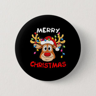 Funny Reindeer Frohe Weihnachten Button