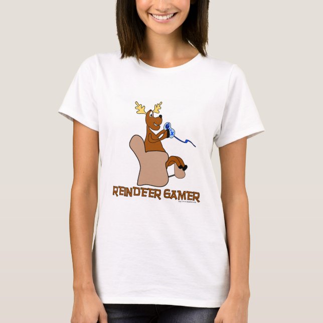 Funny Reindeer Gamer T-Shirt (Vorderseite)