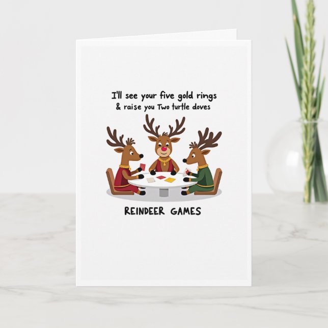 Funny Reindeer Games Weihnachtskarte Dankeskarte (Vorderseite)