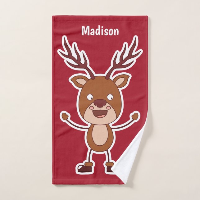Funny Reindeer individuelle Name Handtuch (Handtuch)