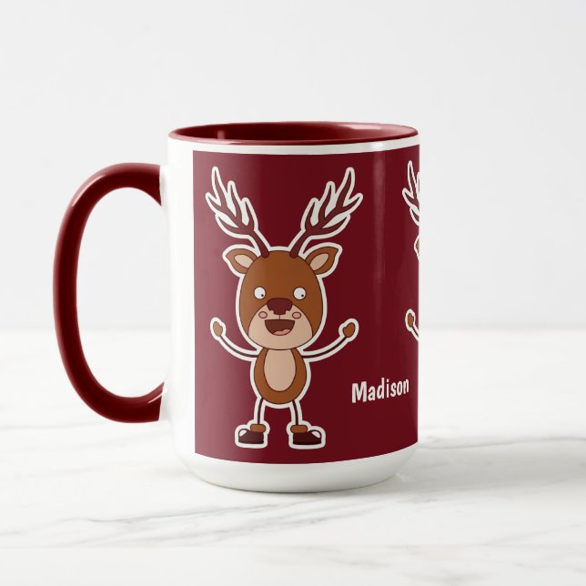 Funny Reindeer individuelle Name Tasse (Links)