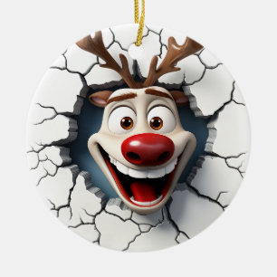 Funny Reindeer Keramik Ornament