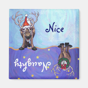 Funny Reindeer Naughty Nice Geschirrspülmaschine  Magnet