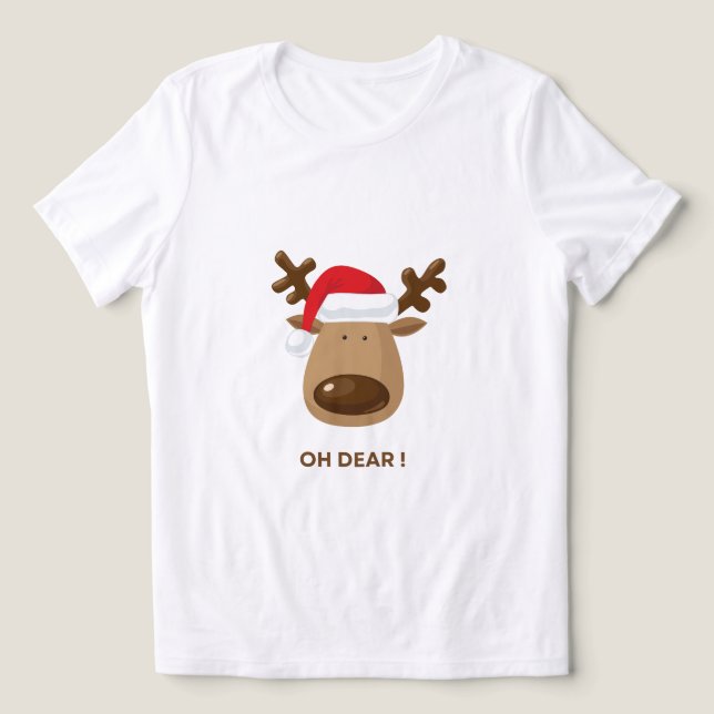 Funny Reindeer “Oh Dear!” Christmas T-Shirt Tri-Blend Shirt (Design Vorderseite)