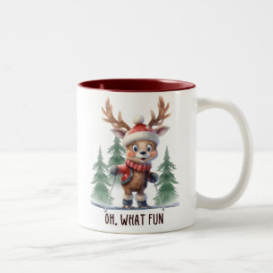 Funny Reindeer Oh What Fun Zweifarbige Tasse