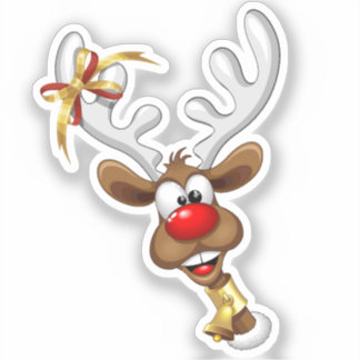 Funny Reindeer Peeking Christmas Meme  Aufkleber