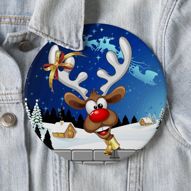 Funny Reindeer Peeking Christmas Meme  Button (Beispiel)