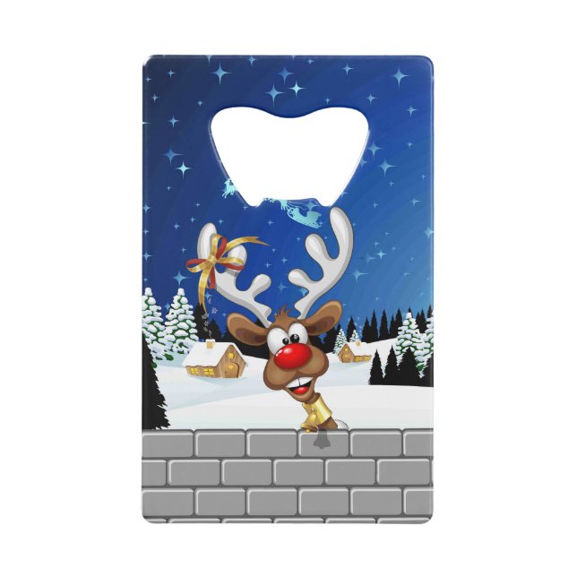 Funny Reindeer Peeking Christmas Meme  Geldbeutel Flaschenöffner (Vorderseite)