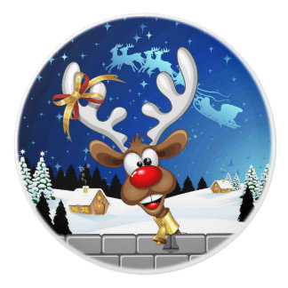 Funny Reindeer Peeking Christmas Meme  Keramikknauf