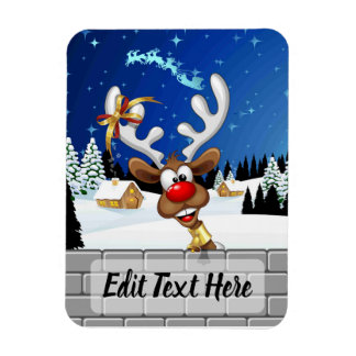Funny Reindeer Peeking Christmas Meme  Magnet