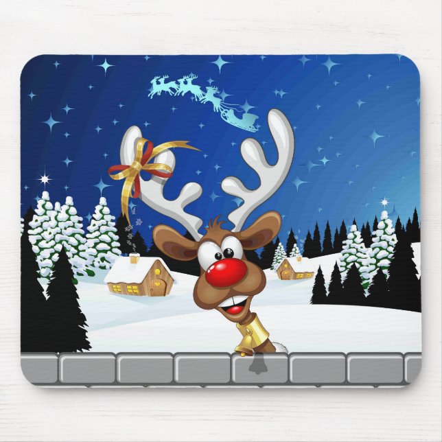 Funny Reindeer Peeking Christmas Meme  Mousepad (Vorne)