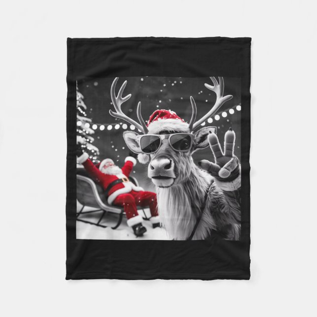 Funny Reindeer Selfie Christmas  Fleecedecke (Vorderseite)