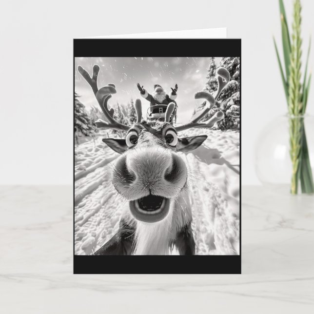 Funny Reindeer Selfie Christmas  Karte (Vorderseite)