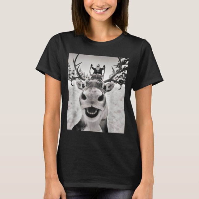 Funny Reindeer Selfie Christmas Santa Funny Kids  T-Shirt (Vorderseite)