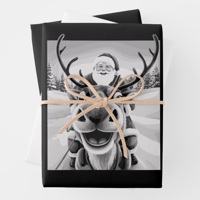 Funny Reindeer Selfie Christmas Santa Geschenkpapier Set (Beispiel)