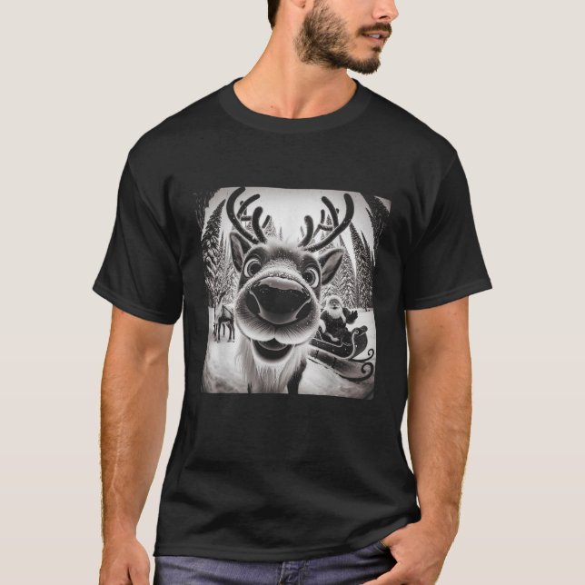 Funny Reindeer Selfie Christmas T-Shirt (Vorderseite)