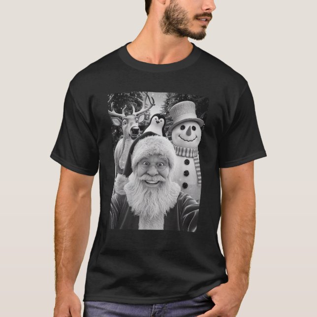 Funny Reindeer Selfie Christmas T-Shirt (Vorderseite)