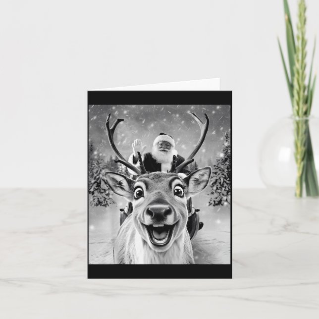 Funny Reindeer Selfie Santa Christmas Men Women Ki Karte (Vorderseite)