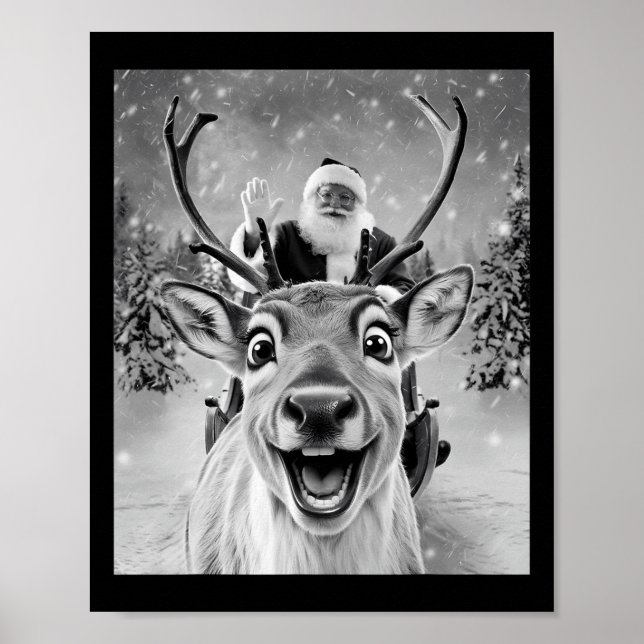 Funny Reindeer Selfie Weihnachtsgeschenke Männer W Poster (Vorne)