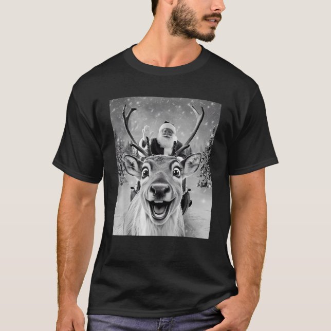 Funny Reindeer Selfie Weihnachtsgeschenke Männer W T-Shirt (Vorderseite)