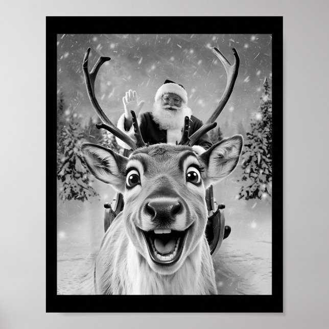 Funny Reindeer Selfie Weihnachtsmänner Frauen Ki Poster (Vorne)