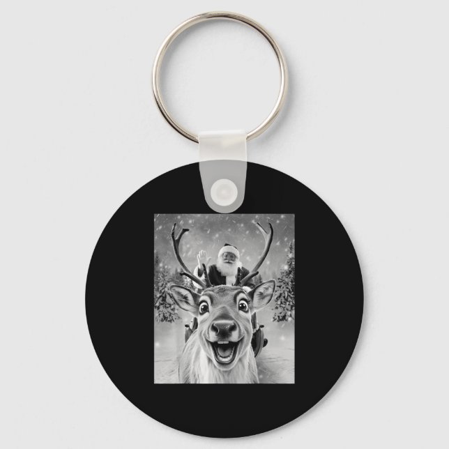 Funny Reindeer Selfie Weihnachtsmänner Frauen Ki Schlüsselanhänger (Vorderseite)