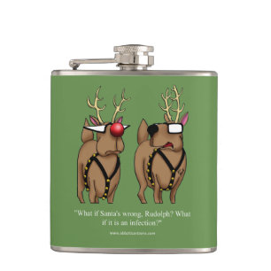 Funny Reindeer Spaß Cartoon Holiday Flask Geschenk Flachmann