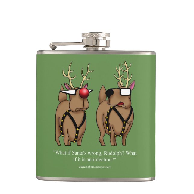 Funny Reindeer Spaß Cartoon Holiday Flask Geschenk Flachmann (Vorderseite)