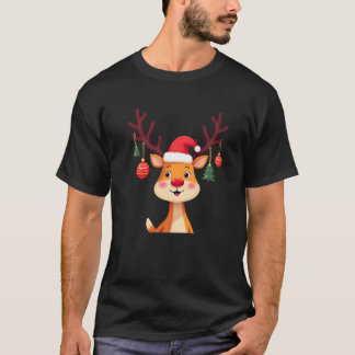 Funny Reindeer T-Shirt Santa Claus Design Merry Ch