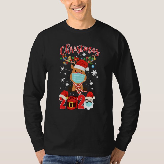 Funny Reindeer Webemaske Tree Light Christm T-Shirt (Vorderseite)