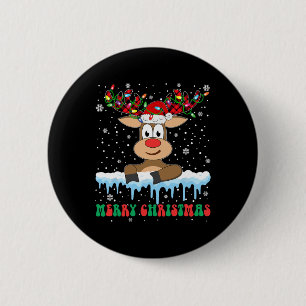Funny Reindeer Xmas Familie Frohe Weihnachten Button