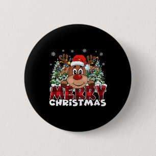 Funny Reindeer Xmas Men Women Family Frohe Weihnac Button