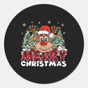 Funny Reindeer Xmas Men Women Family Frohe Weihnac Runder Aufkleber