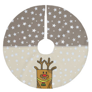 Funny Reindeer Zeichnend Star Pattern Polyester Weihnachtsbaumdecke