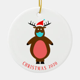 Funny Reindei in der Gesichtsmaske Personalisierte Keramik Ornament