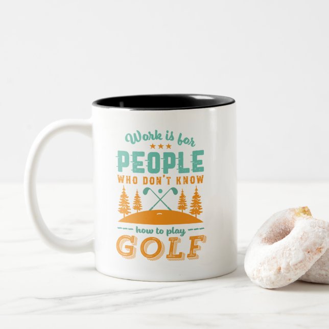 Funny Remüde Golf Player Golfer Liebe Golfspielen Zweifarbige Tasse (Mit Donut)