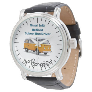 Funny Remüde School Bus Fahrer Jumble Zahlen Armbanduhr