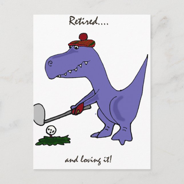 Funny Remüde T-Rex Dinosaur Gofing Postkarte (Vorderseite)