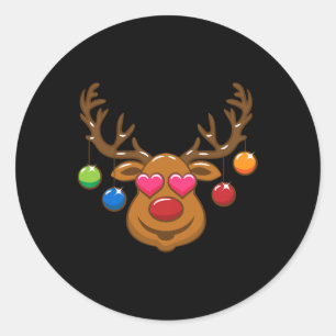 Funny Rentier Weihnachtsoutfit Familie Kinder Jung Runder Aufkleber