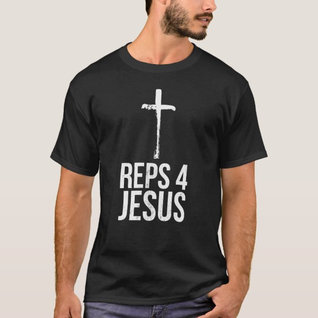 Funny Reps 4 Jesus Gym Weightlift T-Shirt (Vorderseite)