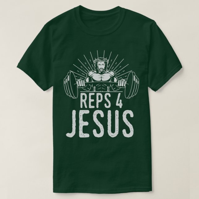 Funny Reps 4 Jesus Gym Weightlift T-Shirt (Design vorne)