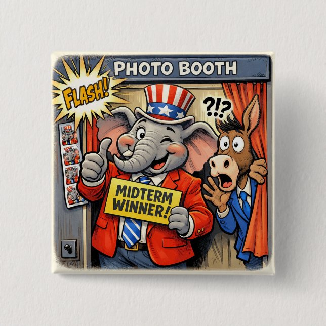 Funny Republican Elephant Mid-Term Election Button (Vorderseite)