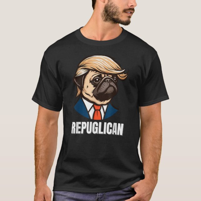 Funny Republican Pug Political Dog Repuglican Men  T-Shirt (Vorderseite)