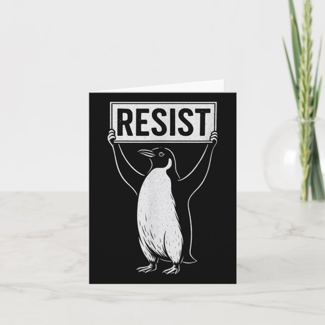 Funny Resist Penguin Activism Graphic Design Vinta Karte (Vorderseite)