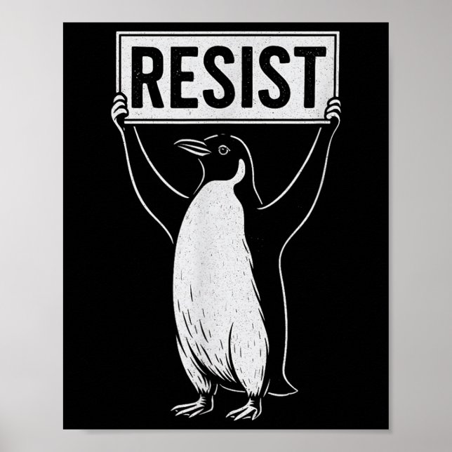 Funny Resist Penguin Activism Graphic Design Vinta Poster (Vorne)